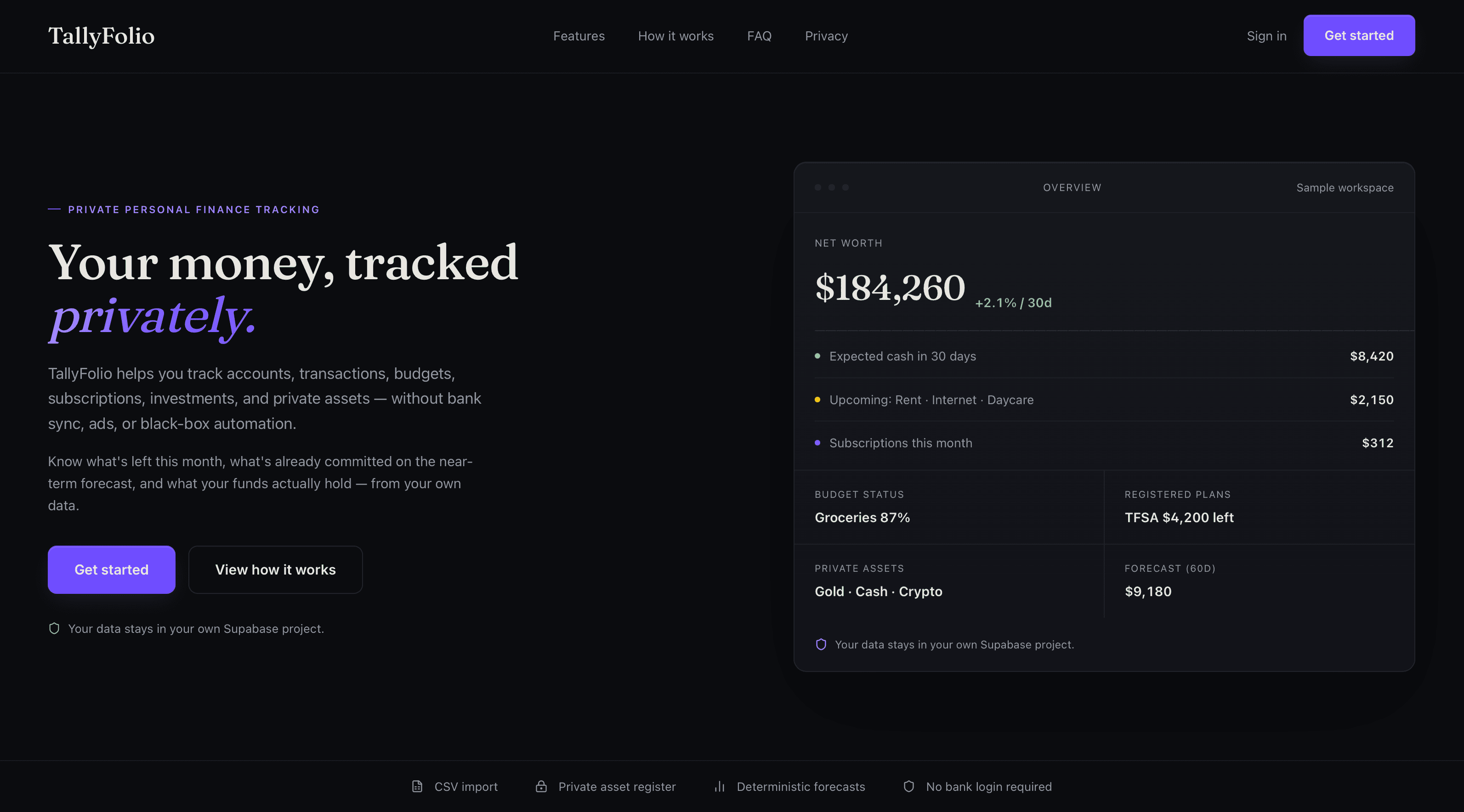 TallyFolio landing page