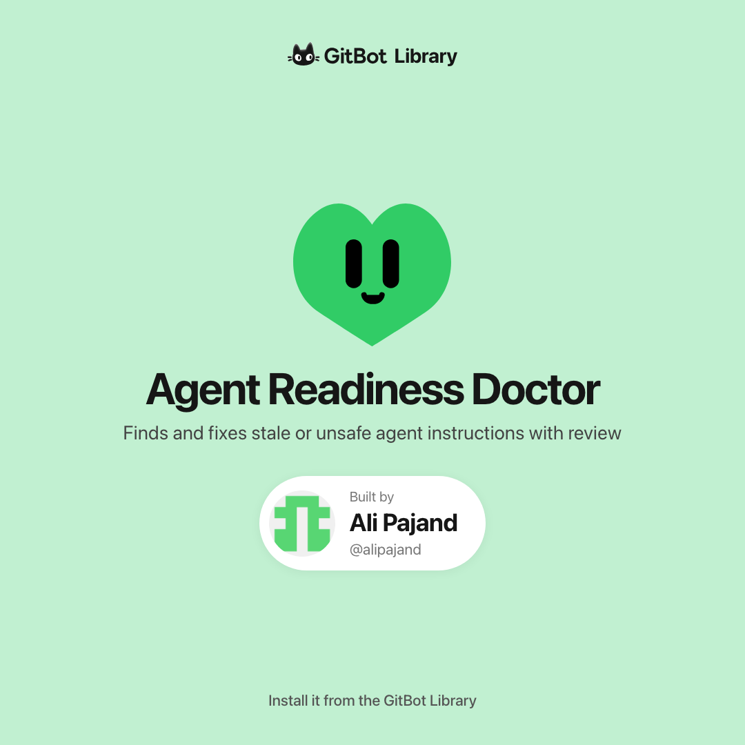 Agent Readiness Doctor launch poster from GitBot
